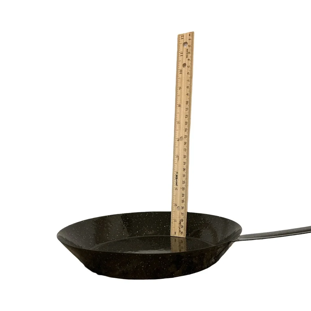Vintage Style Black Speckled Enamelware Frying Pan 9.5 Inch Skillet Camping‎